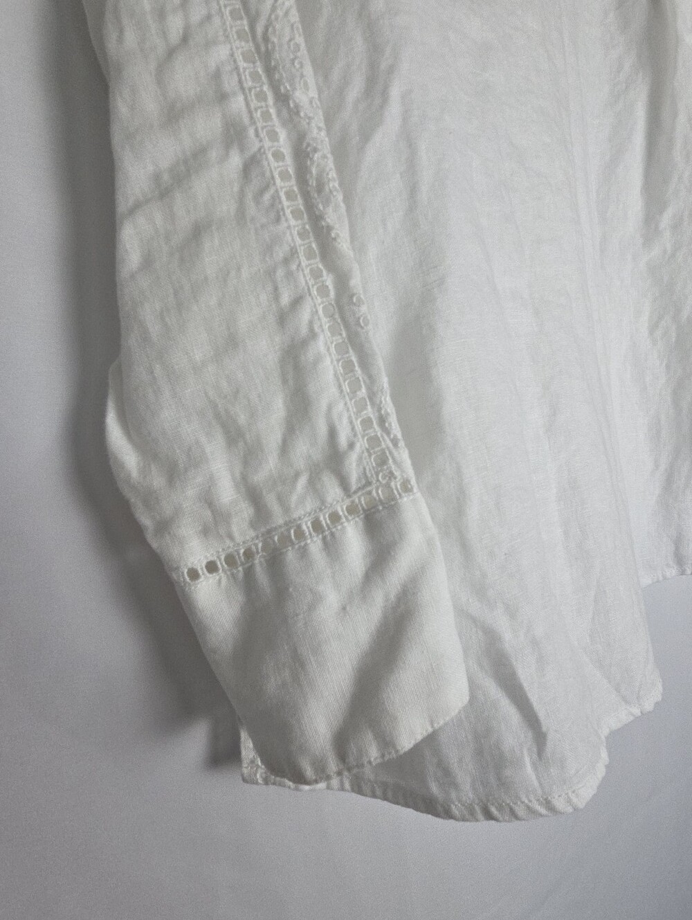 J.Crew Garcon Classic Shirt Women Eyelet Linen White - Size 0 - Picture 9 of 14